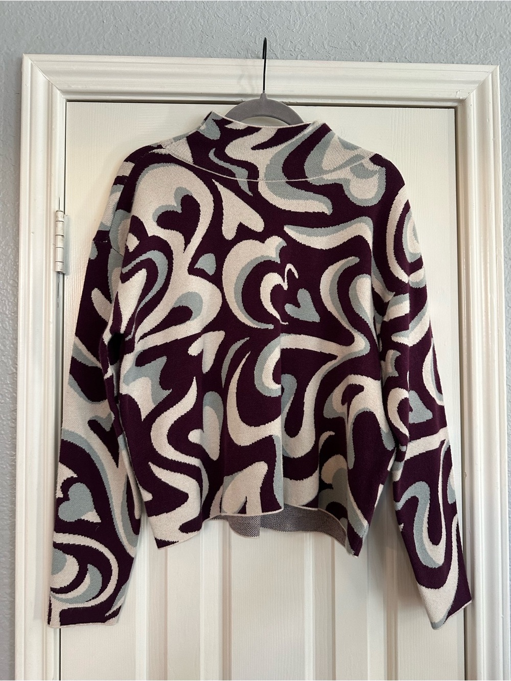 Maeve by Anthropologie Women’s Abstract Heart Pattern Crewneck Sweater